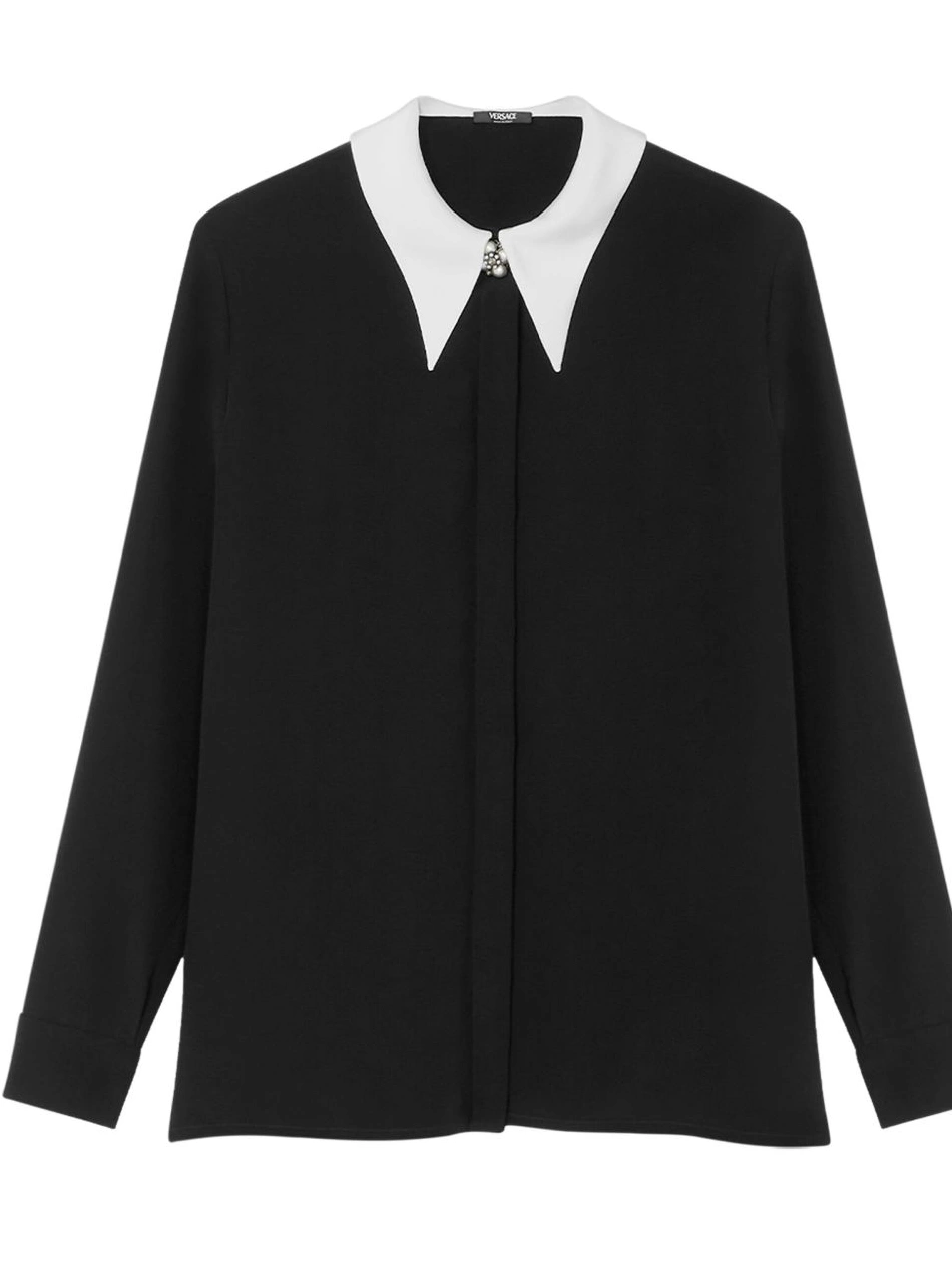 Versace contrast-collar shirt Women crepe silk 0427